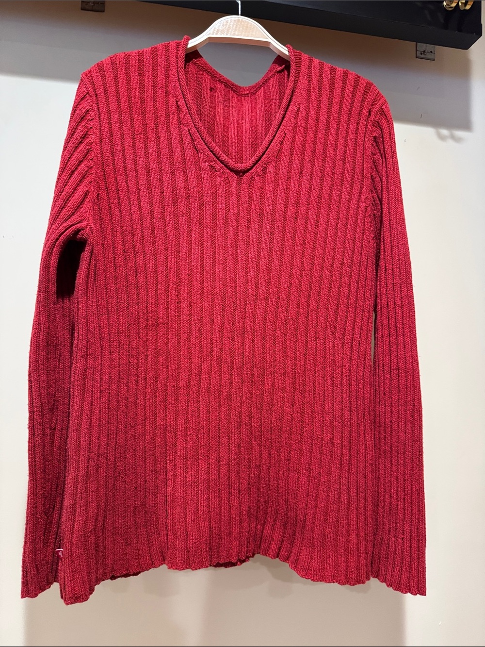 Ralph Lauren Red Ribbed V-Neck Sweater